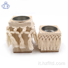 Set di 2 portacandele in legno tealight